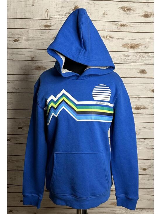 Eddie Bauer Other - Eddie Bauer blue retro graphic pullover hoodie/hooded sweatshirt Youth L (14-16)